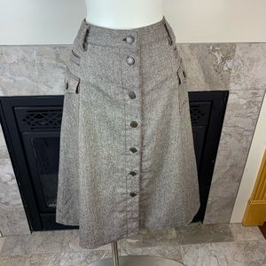 Dolce & Gabbana 40 Gray Button Down Wool Skirt